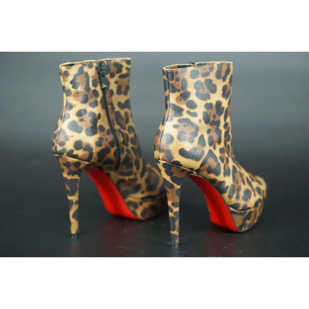 Christian Louboutin Bianca Bootie Size 39 NIB $1295 Leopard 120MM Platform